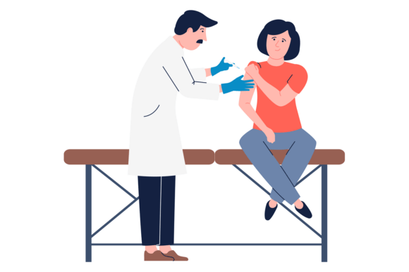 Doctor Make Injection with Medical Syrin