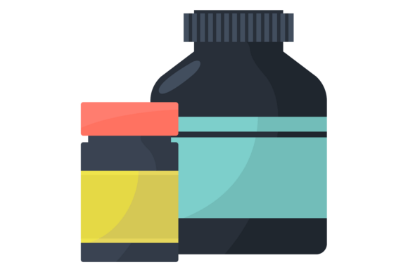 Drug Bottles Color Icon. Medical Treatme