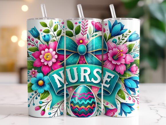 Easter Nurse 20oz Skinny Tumbler Wrap