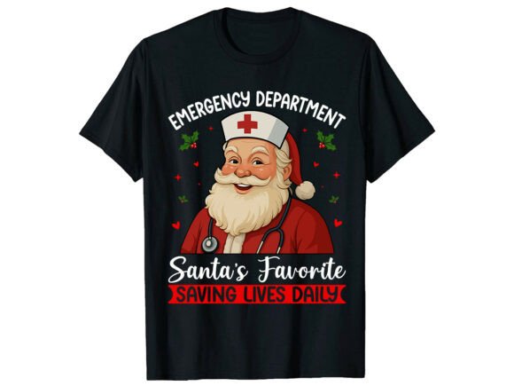 Emergency Department Santa Nurse T-Shirt