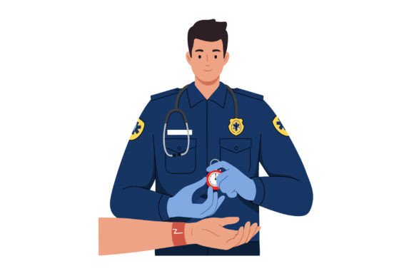 Emergency Medical Technician Checking Pulse