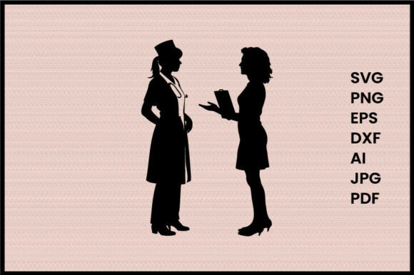 Female Doctor Talking to Nurse Silhouette
