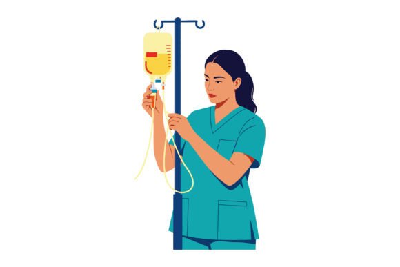 Female Nurse Adjusting Intravenous Drip