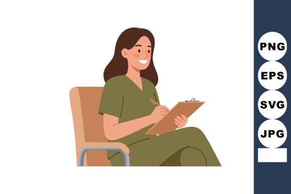 Female Nurse Writing Notes on Clipboard
