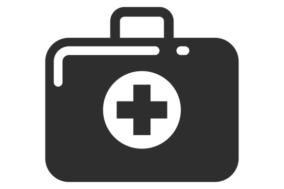 First Aid Black Icon. Medical Kit Bag
