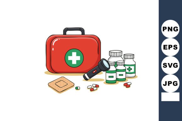 Medical First Aid Kit with Pills Bottles