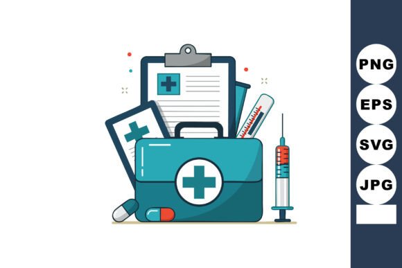 Medical Kit with Syringe Thermometer Pill