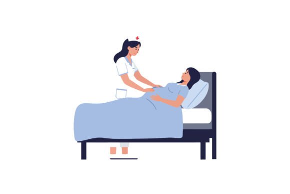 Nurse Assisting Patient in Bed with Cari