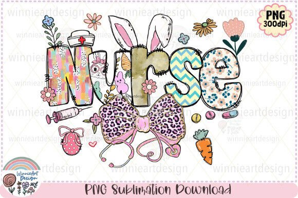 Nurse Easter Bunny Stethoscope Bow PNG