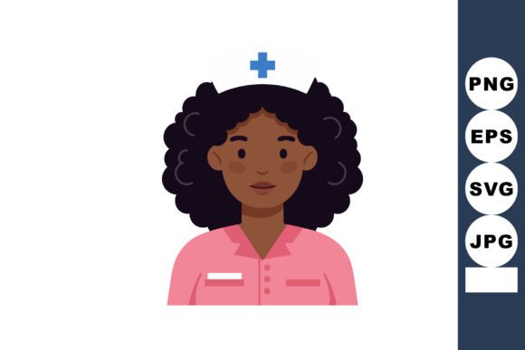 Nurse Female Avatar with Curly Black Hair