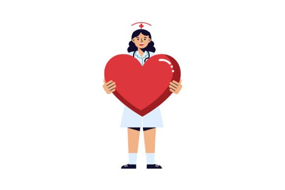 Nurse Holding a Large Heart Symbol