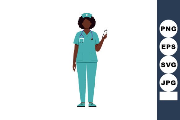 Nurse in Teal Scrubs and Cap Holding Sma