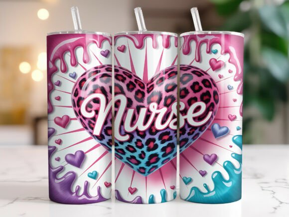 Nurse Leopard Heart 20oz Tumbler Wrap