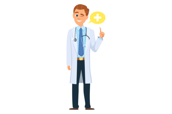 Online Medical Help Mascot. Doctor with