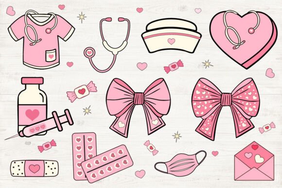 Valentine Nurse Pink Design PNG