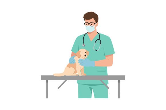 Veterinarian Examining Puppy on Medical