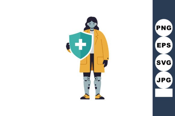 Woman Holding Medical Shield Symbol Heal