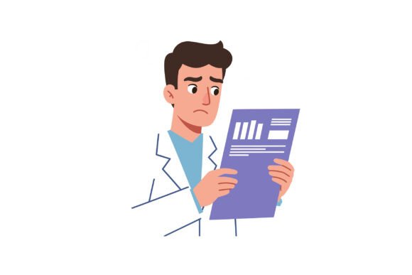 Worried Male Doctor Reading Medical Repo